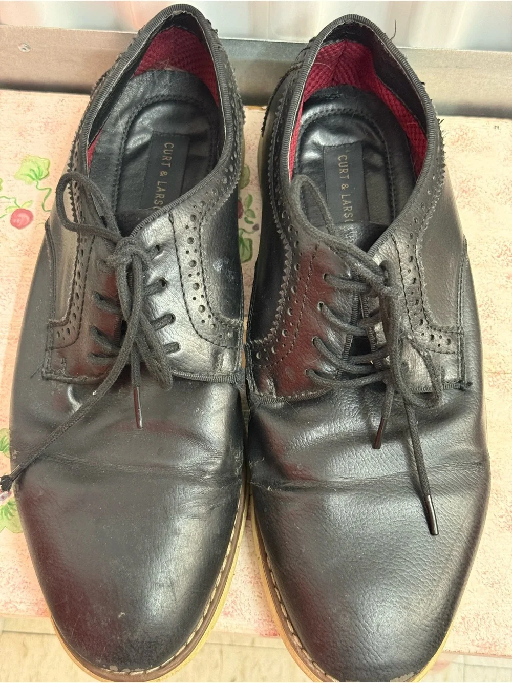 Men's Black Leather Lace-Up Dress Shoes
